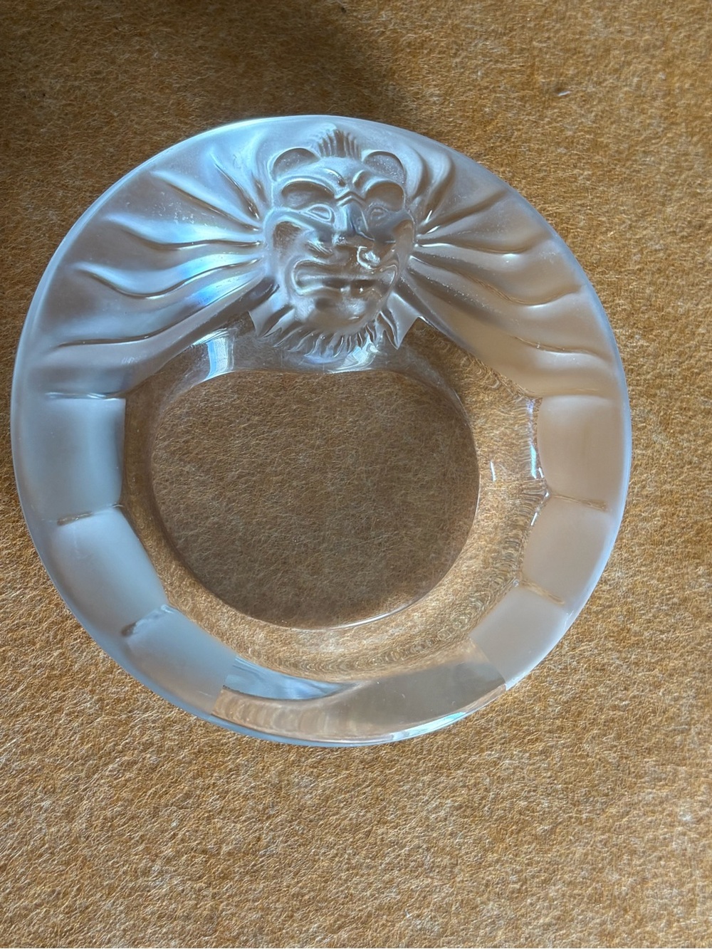 Lion Head Frosted Crystal Cigar Ashtray / Bowl by Lalique
